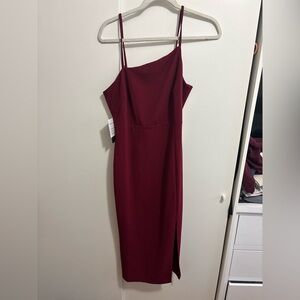 Reddish Burgundy Spaghetti Strap Midi Dress